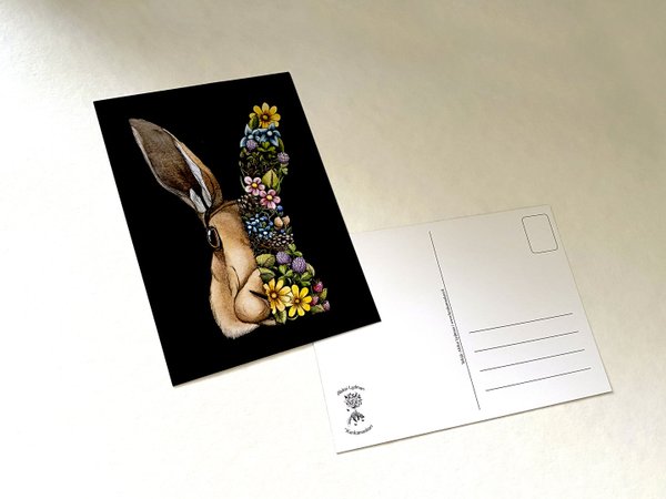 Jäniksen Kasvot -postikortti
