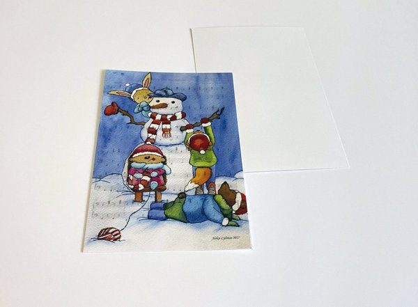 Lumiukko -postikortti