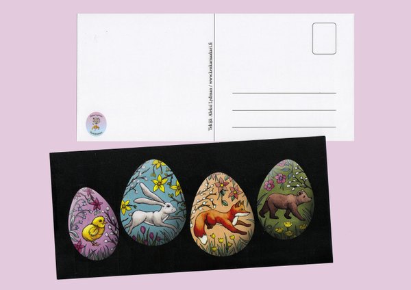 Fabergén eläinmunat  -postikortti