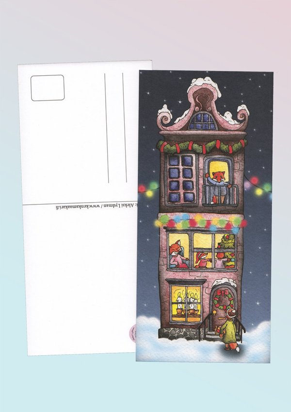 Joulutalo  -postikortti