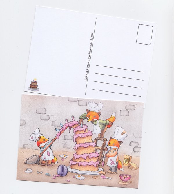 Kondiittori-Ketun kakku -postikortti